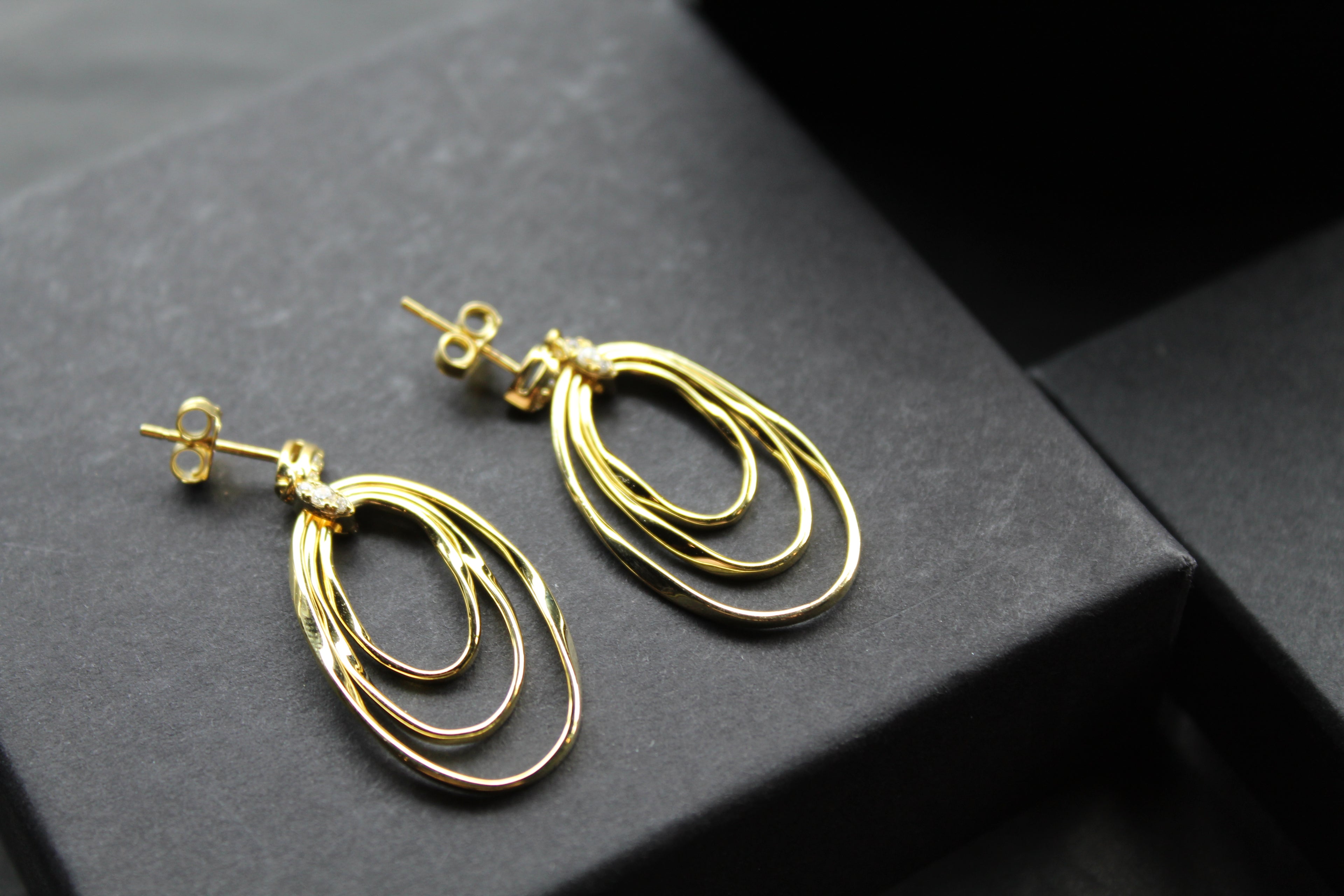 GP Three Oval Loops Link CZ Earrings