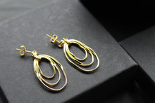 Load image into Gallery viewer, GP Three Oval Loops Link CZ Earrings
