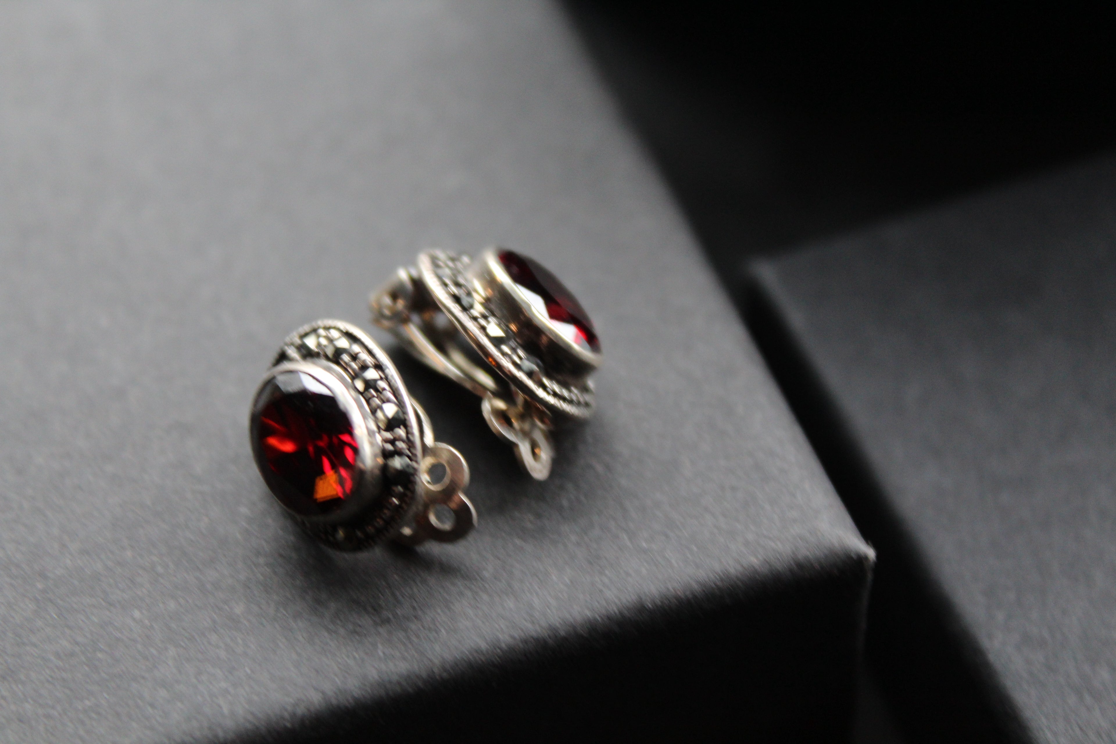 Garnet Cubic Zirconia Clip On Earrings