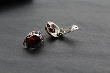 Load image into Gallery viewer, Garnet Cubic Zirconia Clip On Earrings
