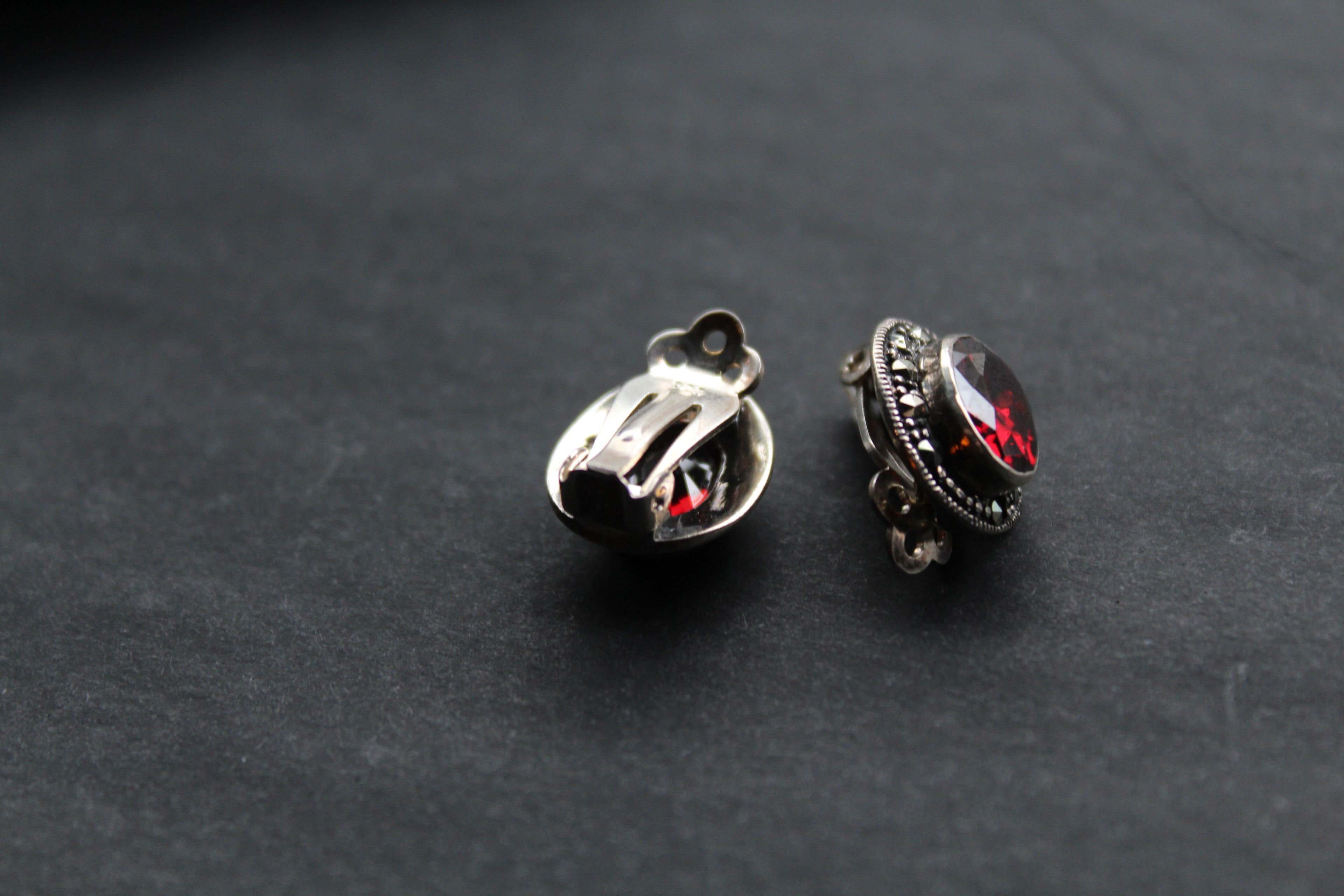 Garnet Cubic Zirconia Clip On Earrings