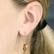Load image into Gallery viewer, Amber Bumble Bee Drop Earrings
