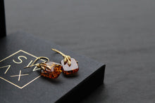 Load image into Gallery viewer, Gold Plated Cognac Amber Drop Earrings
