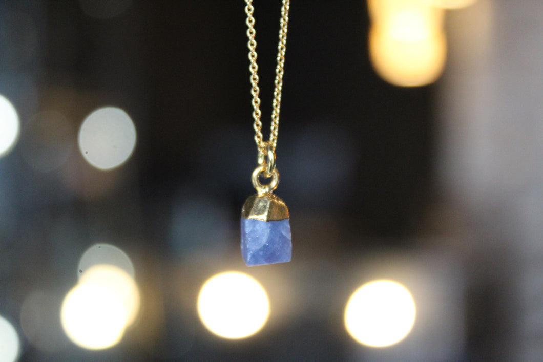 Gold Plated Rough Sapphire Gemstone Necklace