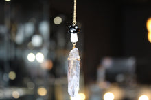 Load image into Gallery viewer, Gold Tone Black Mushroom &amp; Raw Quartz Necklace
