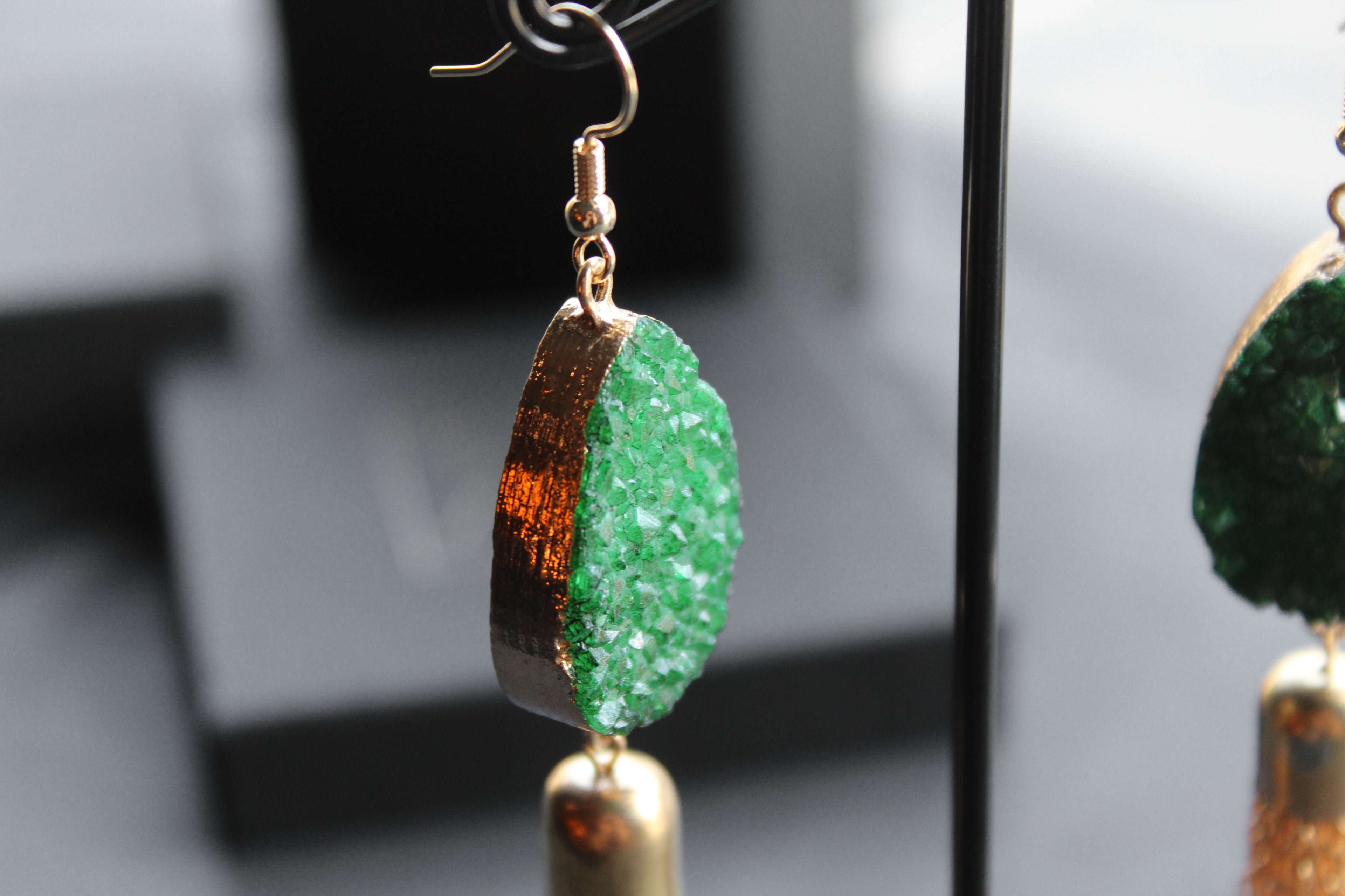 Gold Tone Crystal Statement Chain Drop Earrings