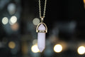 Gold Tone Rose Quartz Crystal Point Necklace