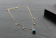 Load image into Gallery viewer, Gold Tone Turquoise Moon &amp; Star Necklace
