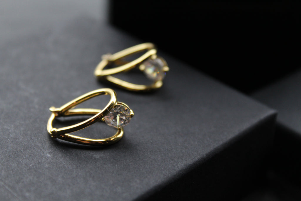Gold Vermeil CZ Loop Drop Earring