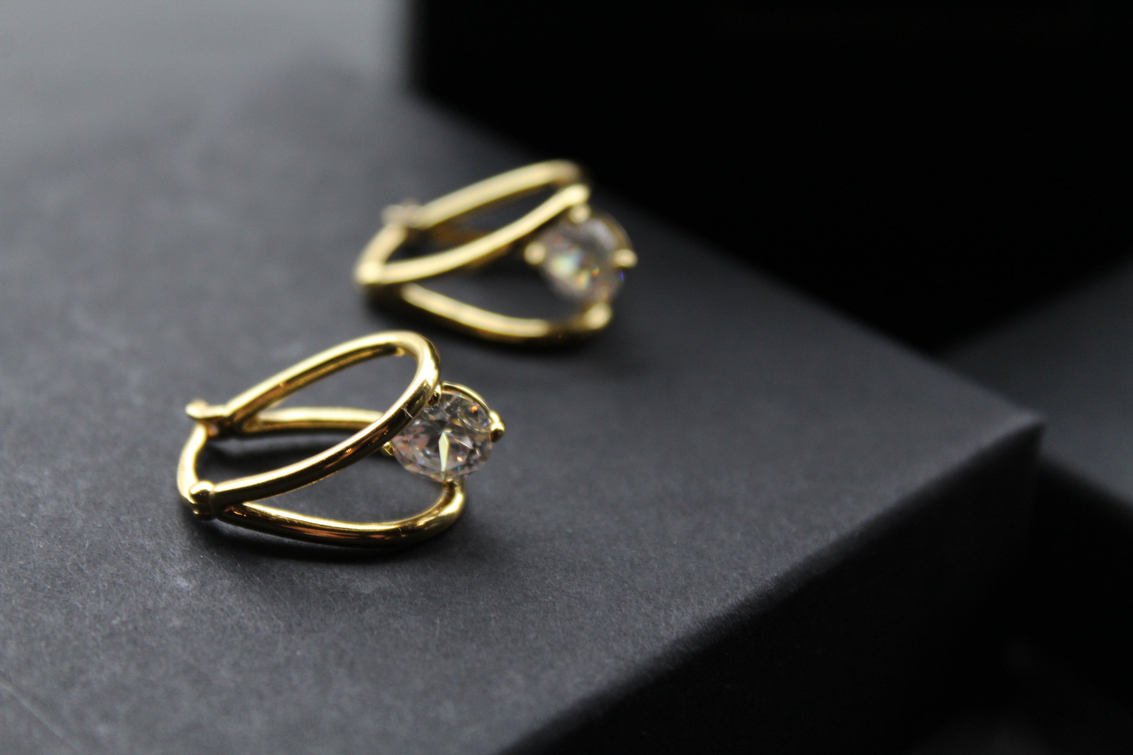 Gold Vermeil CZ Loop Drop Earring