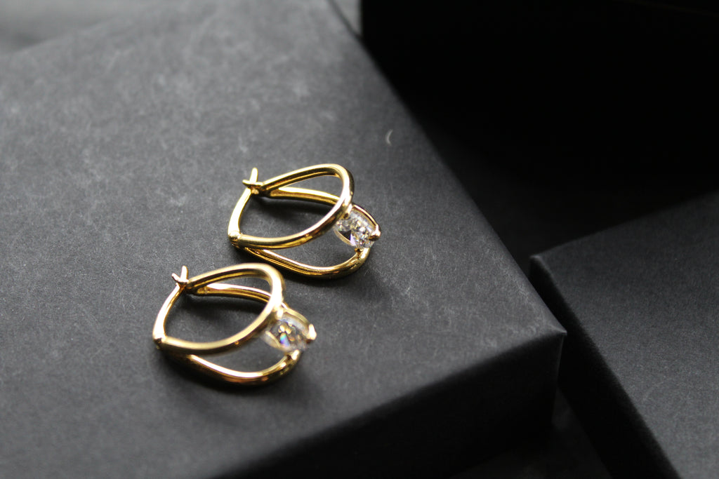 Gold Vermeil CZ Loop Drop Earring