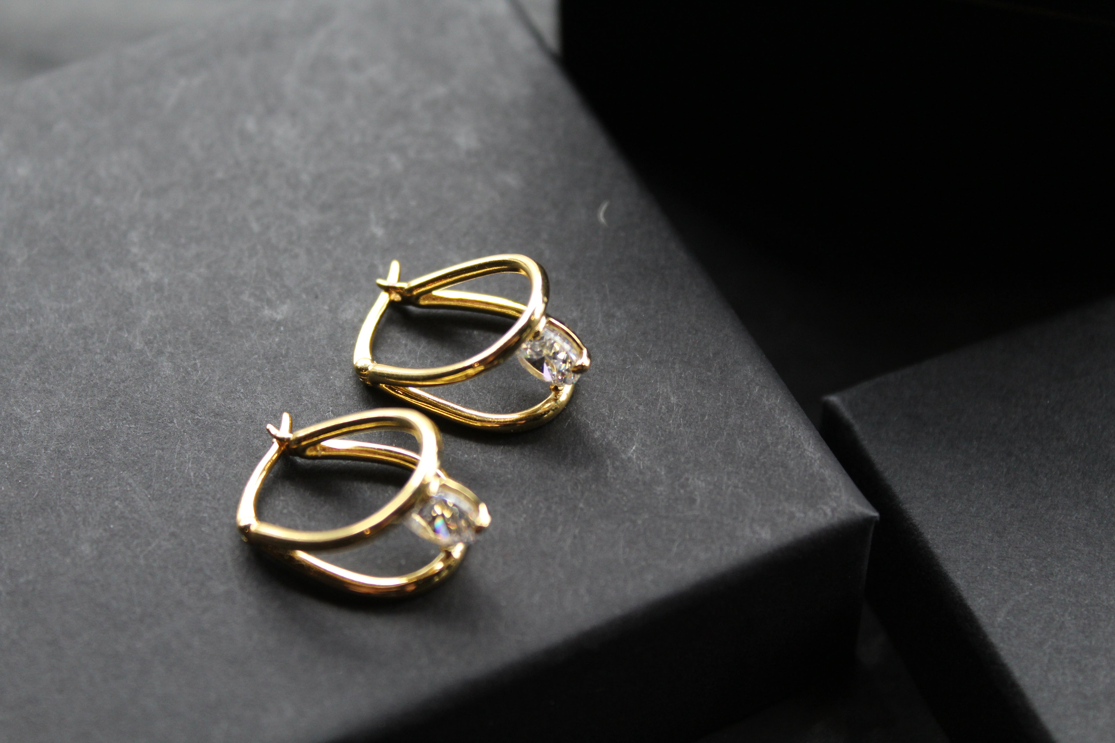Gold Vermeil CZ Loop Drop Earring