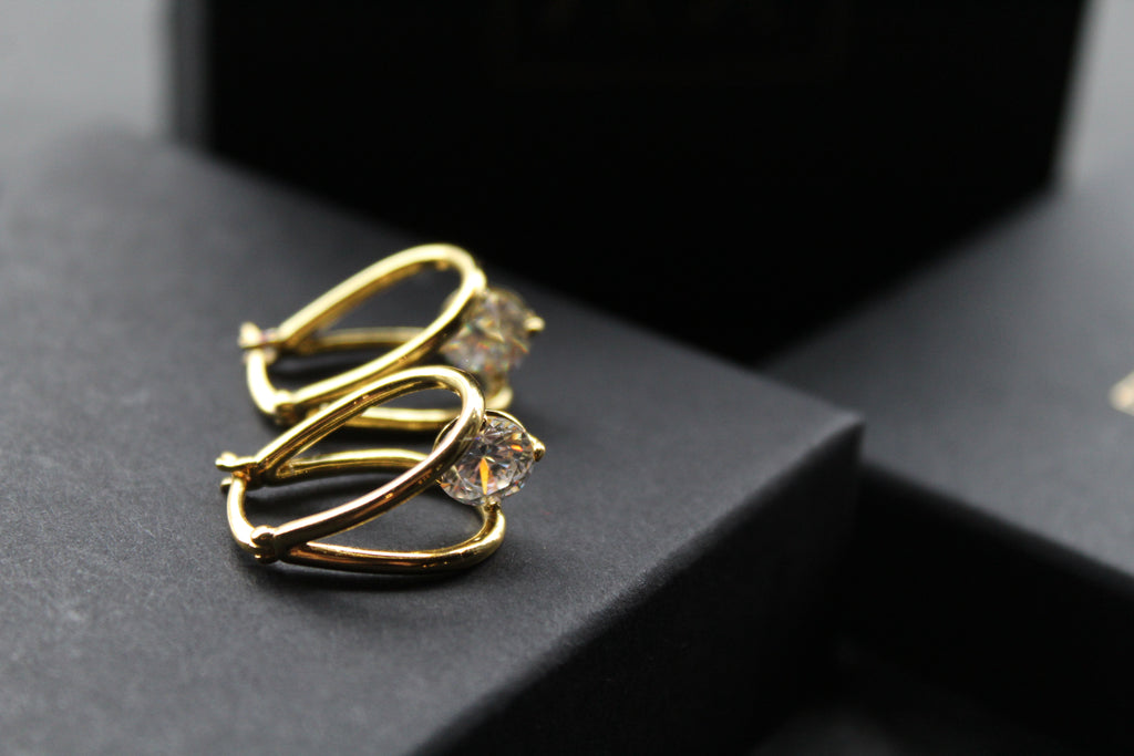 Gold Vermeil CZ Loop Drop Earring