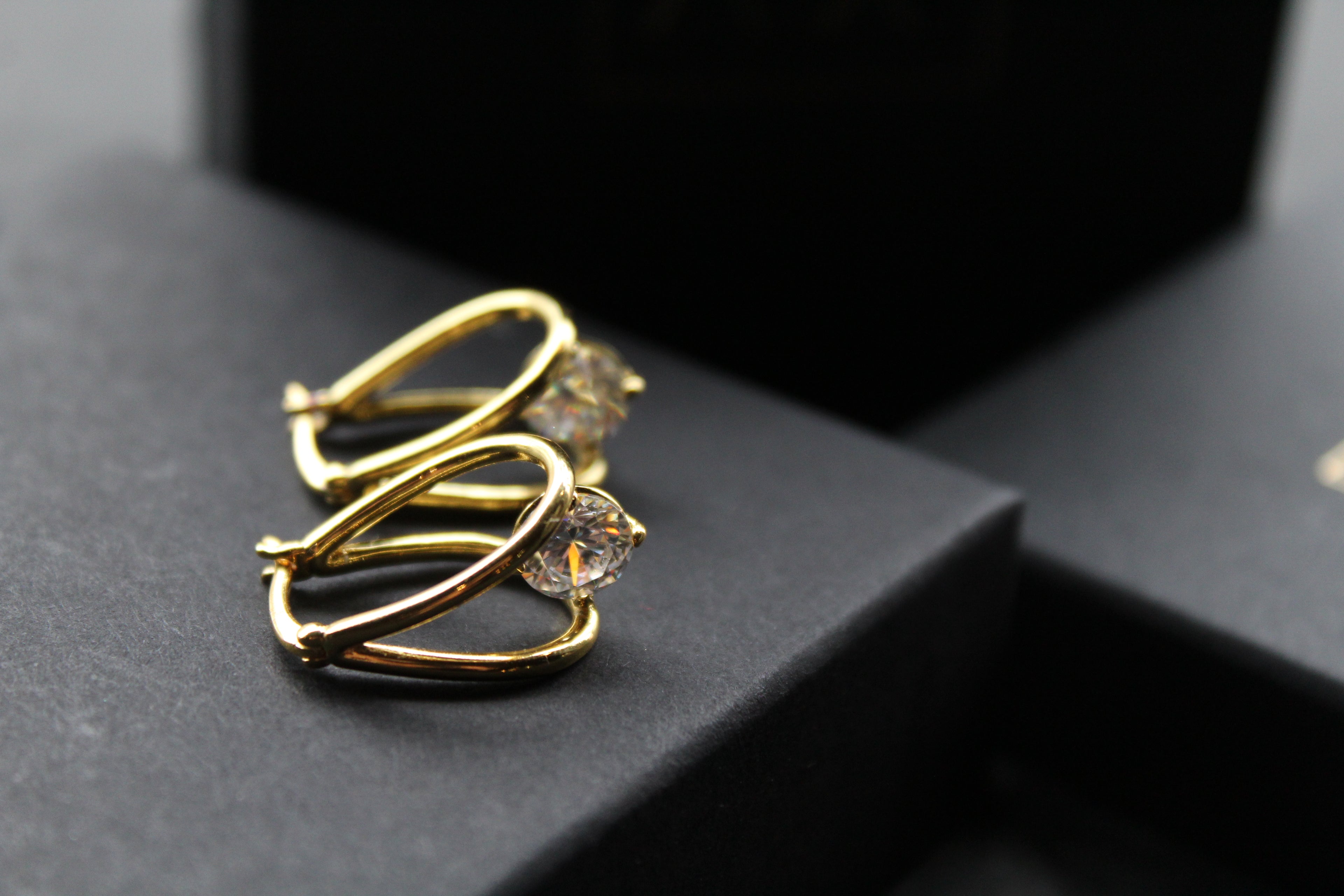 Gold Vermeil CZ Loop Drop Earring