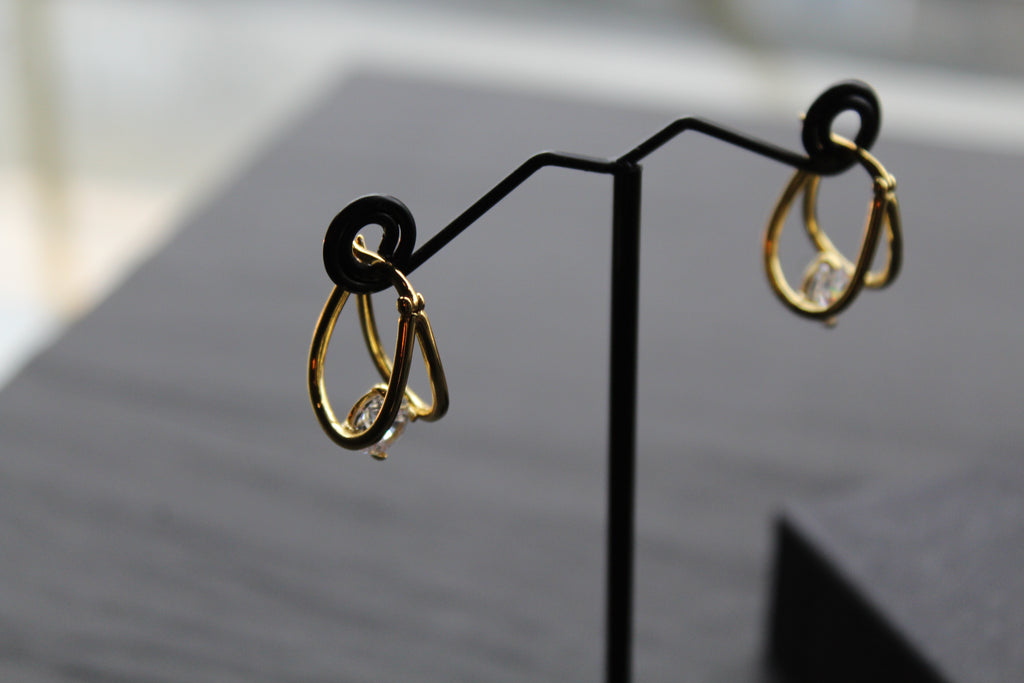 Gold Vermeil CZ Loop Drop Earring