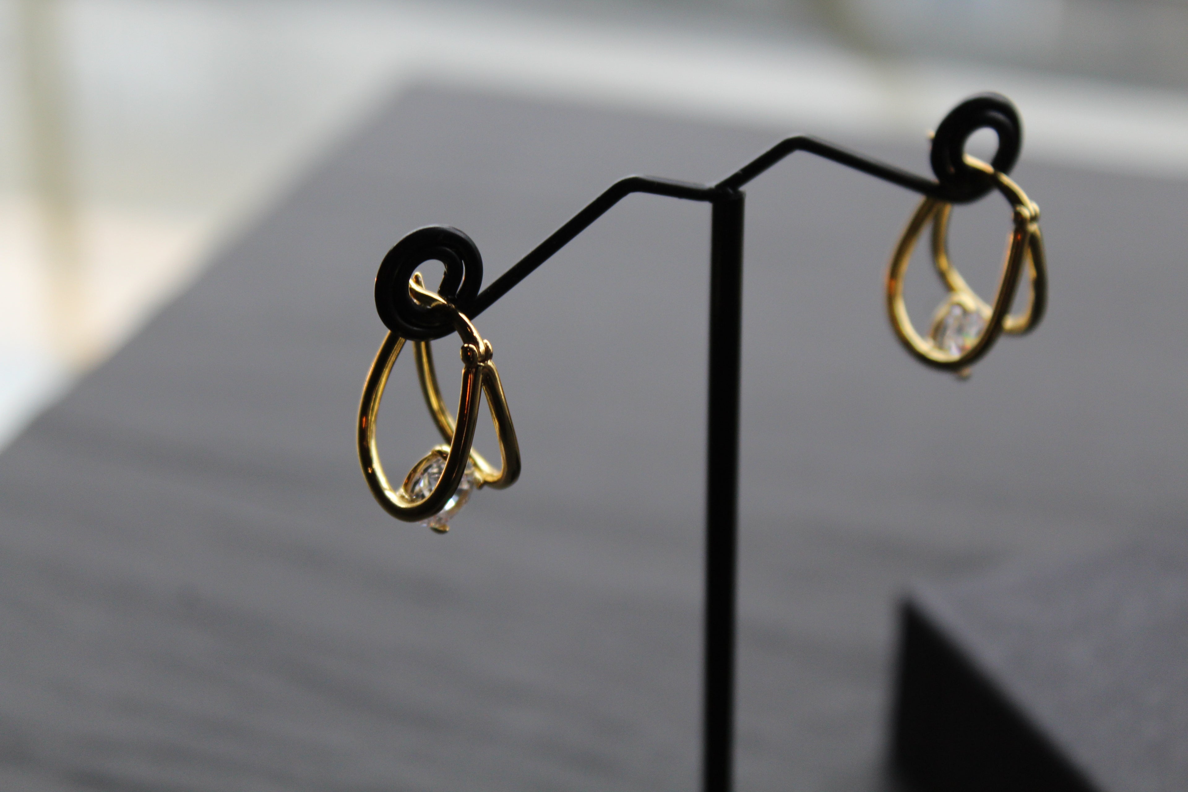 Gold Vermeil CZ Loop Drop Earring