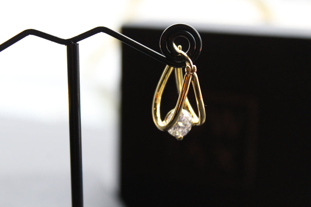 Gold Vermeil CZ Loop Drop Earring
