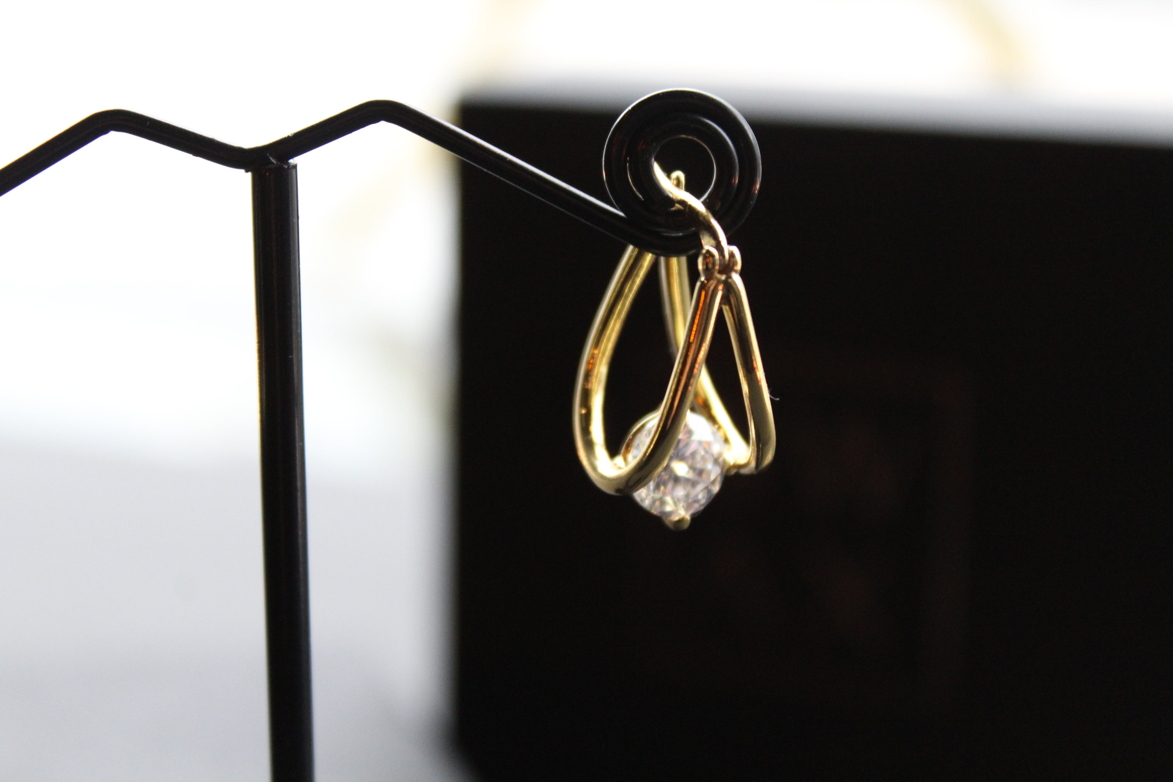 Gold Vermeil CZ Loop Drop Earring
