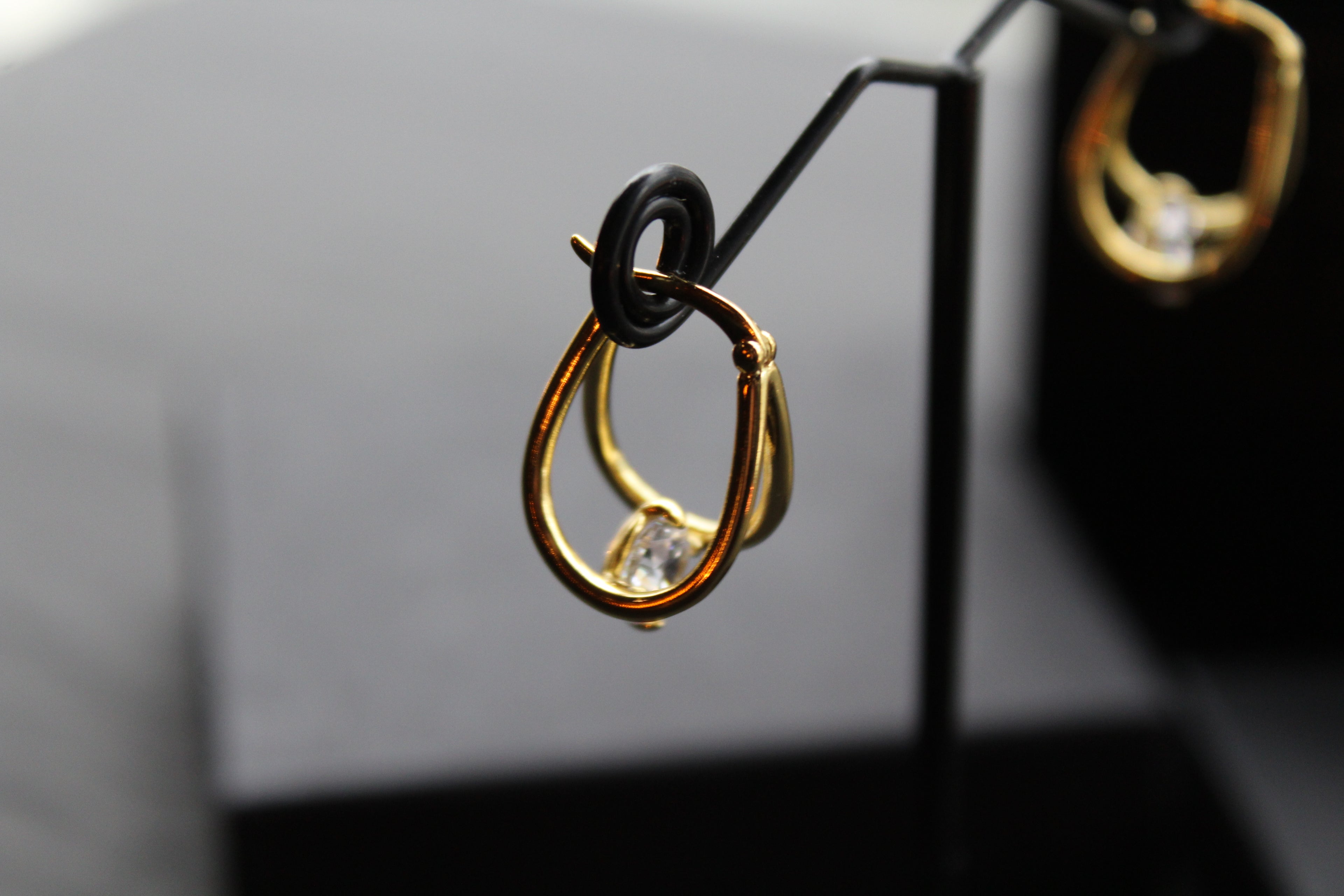 Gold Vermeil CZ Loop Drop Earring