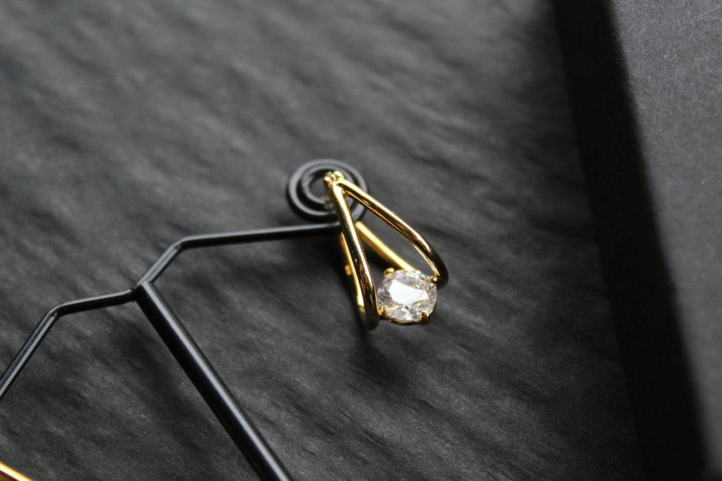 Gold Vermeil CZ Loop Drop Earring