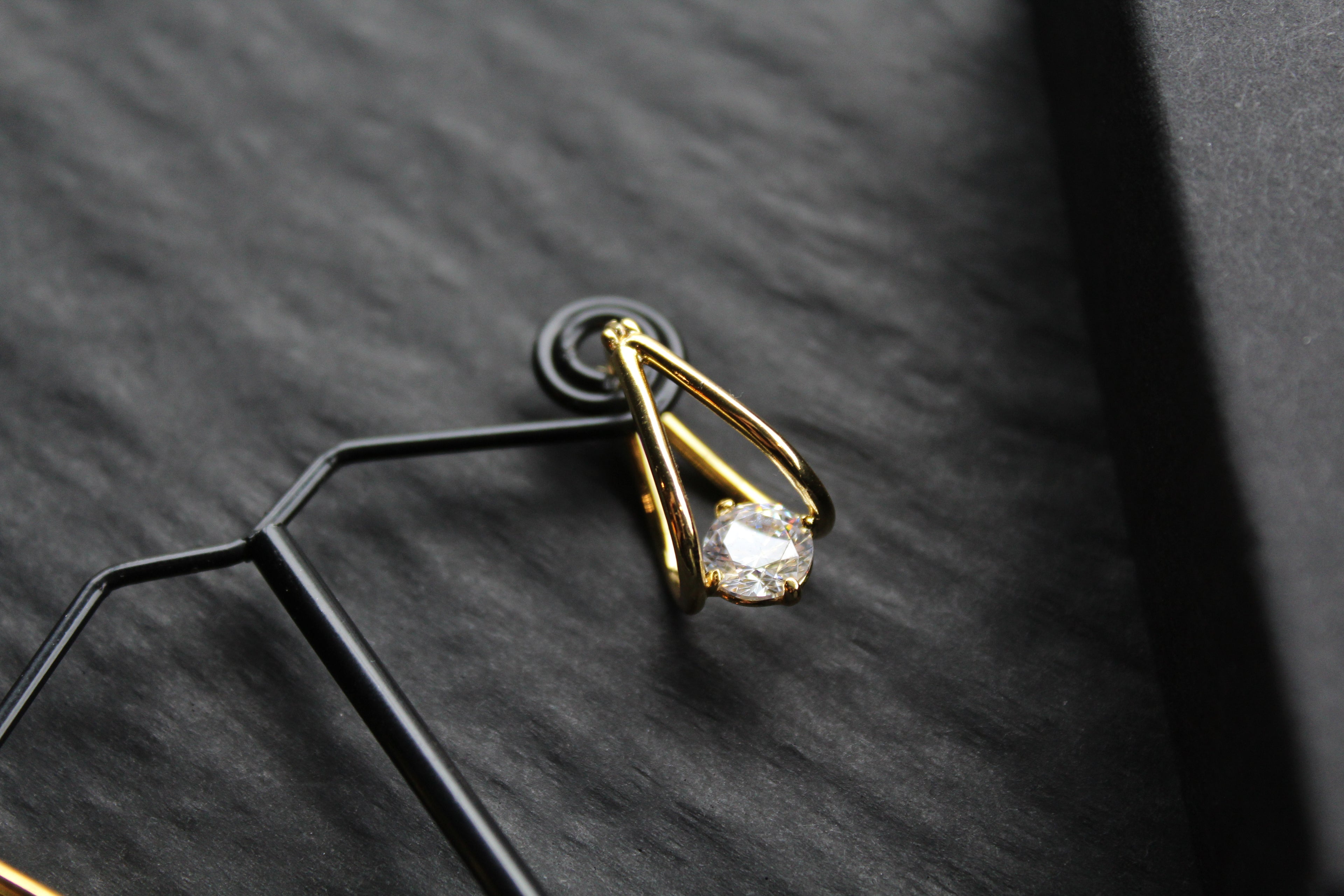 Gold Vermeil CZ Loop Drop Earring