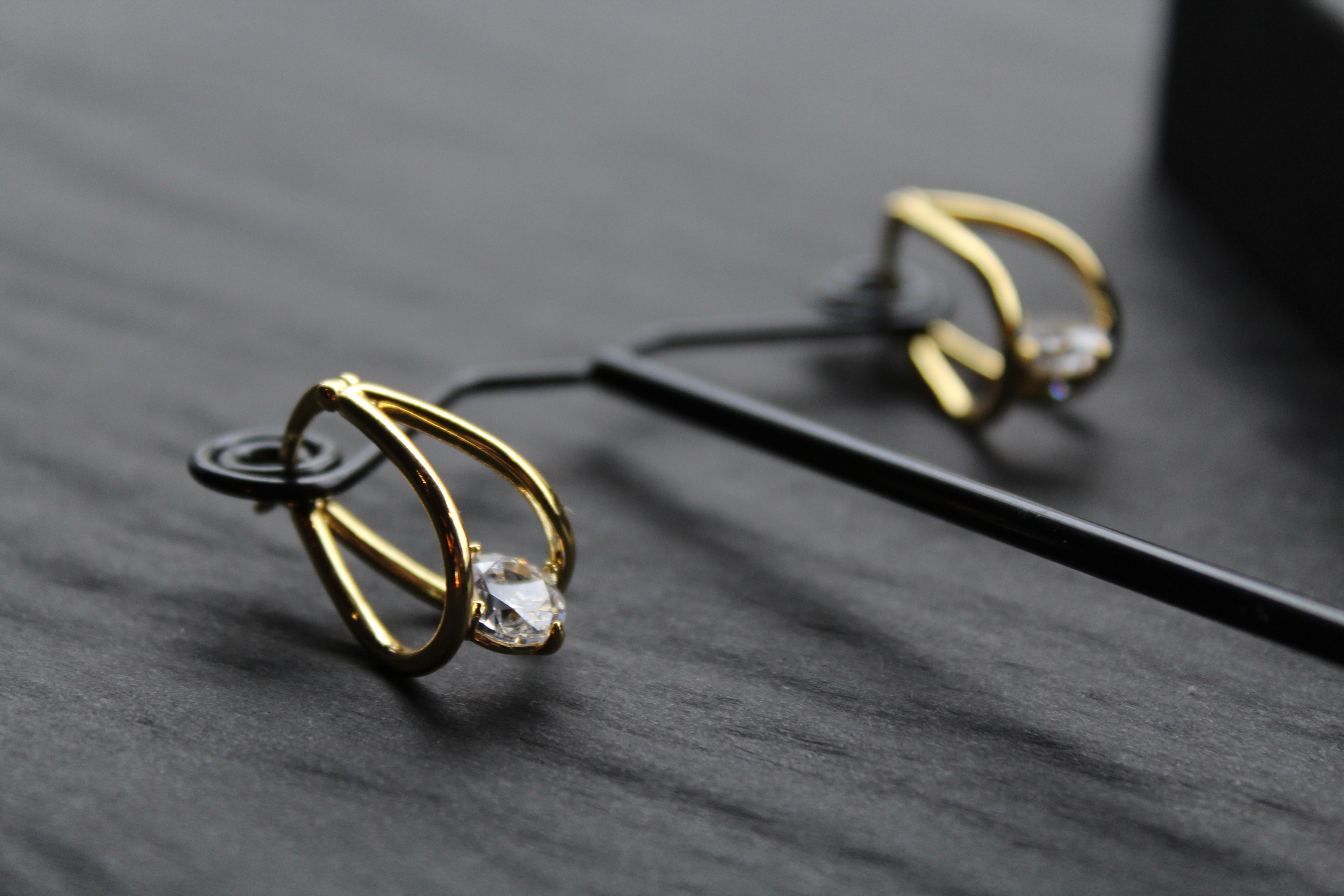 Gold Vermeil CZ Loop Drop Earring
