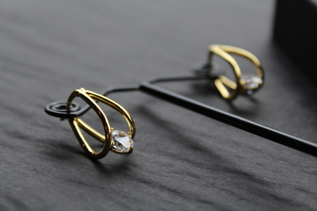 Gold Vermeil CZ Loop Drop Earring