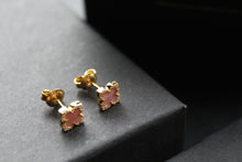 Load image into Gallery viewer, Gold Vermeil CZ Vintage Flower Earrings with Pink Mother of Pearl
