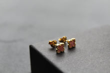 Load image into Gallery viewer, Gold Vermeil CZ Vintage Flower Earrings with Pink Mother of Pearl
