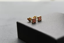 Load image into Gallery viewer, Gold Vermeil CZ Vintage Flower Earrings with Pink Mother of Pearl
