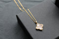 Gold Vermeil CZ Vintage Flower Pink Mother of Pearl Necklace