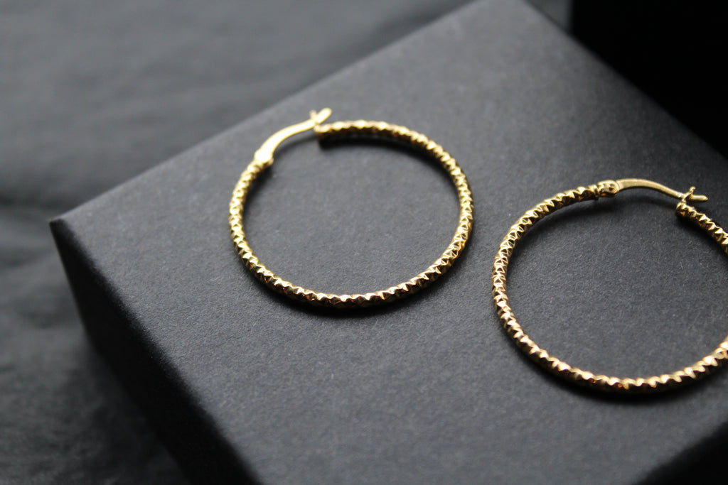 Gold Vermeil Faceted Creole Hoop 33mm