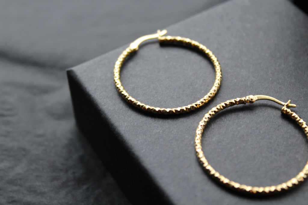 Gold Vermeil Faceted Creole Hoop 33mm