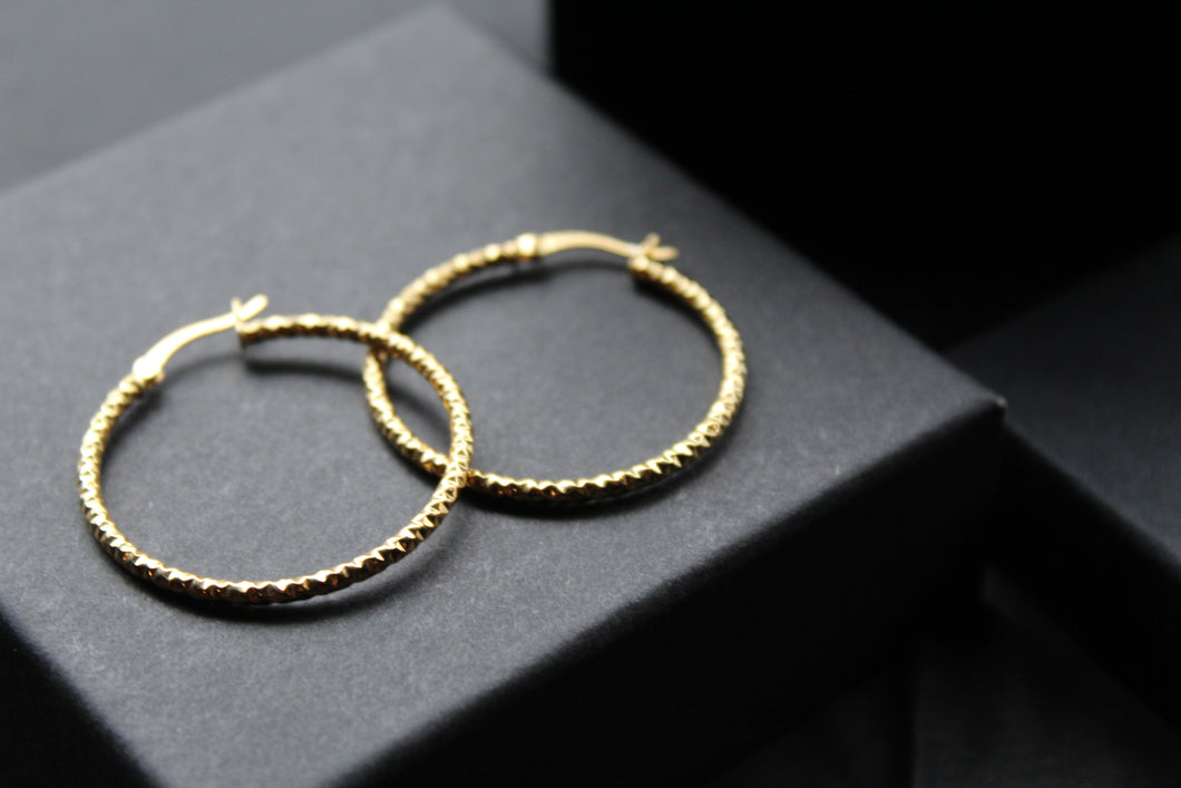 Gold Vermeil Faceted Creole Hoop 33mm