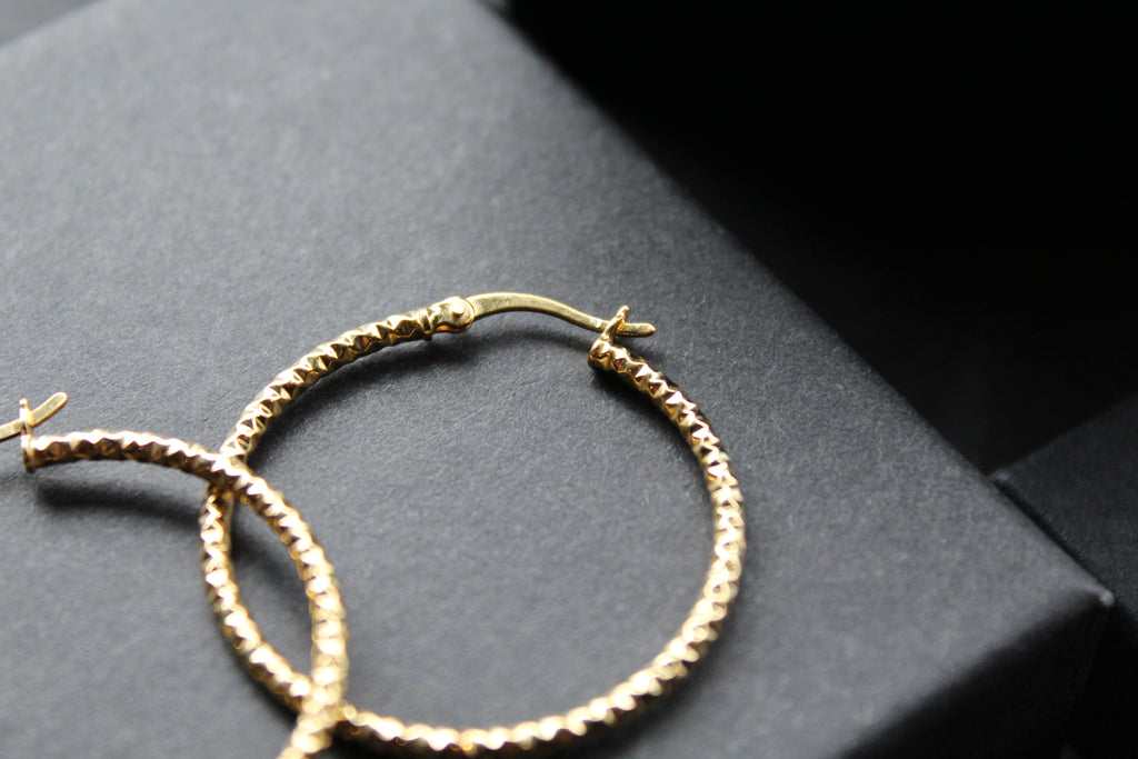Gold Vermeil Faceted Creole Hoop 33mm