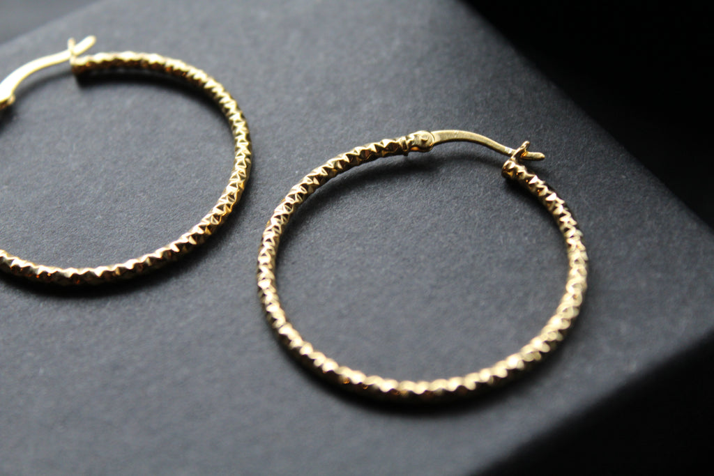 Gold Vermeil Faceted Creole Hoop 33mm