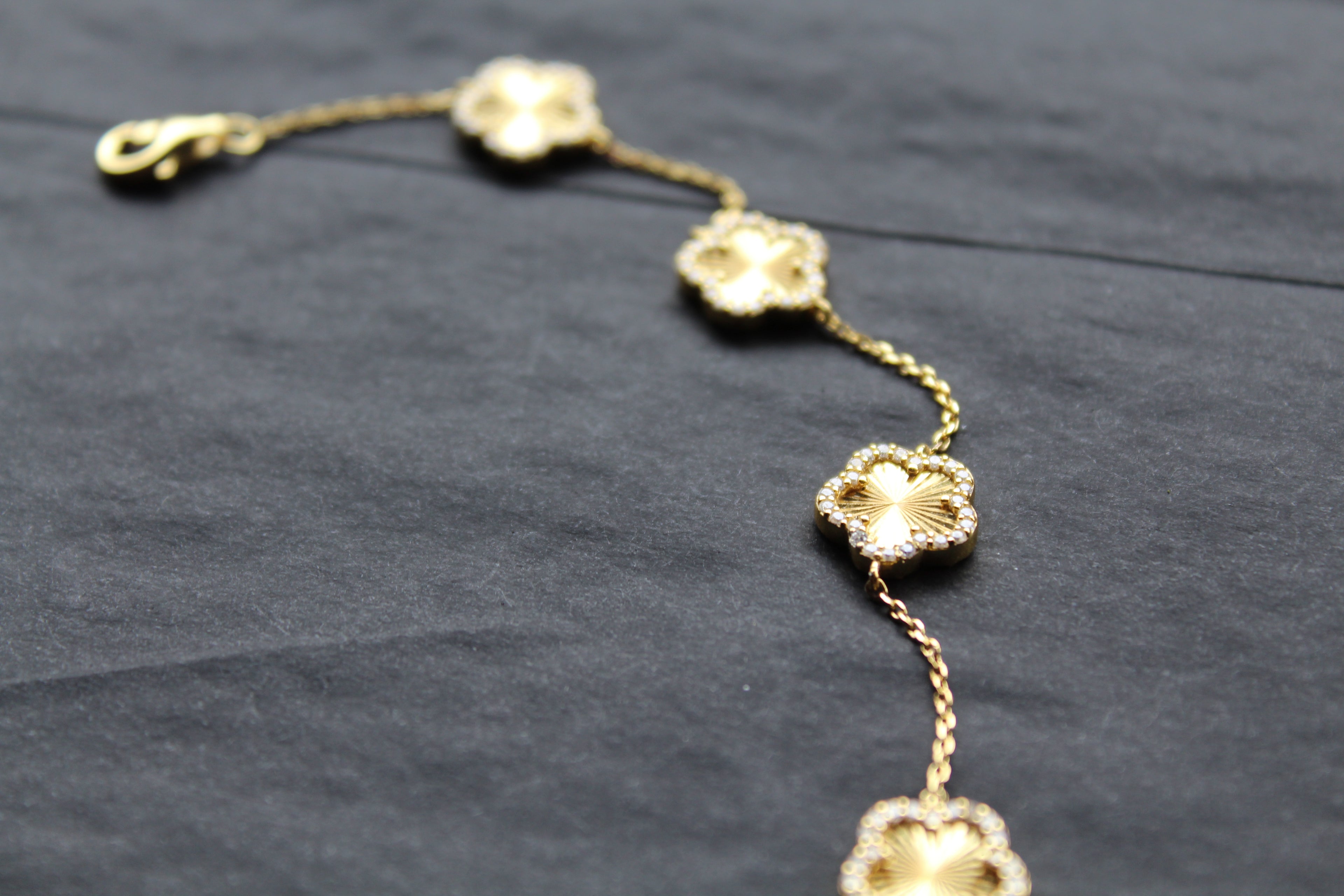 Gold Vermeil Vintage Flower Bracelet with CZ