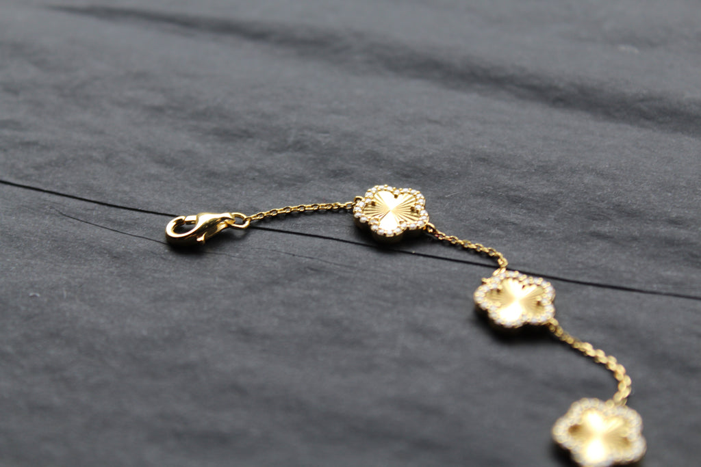 Gold Vermeil Vintage Flower Bracelet with CZ