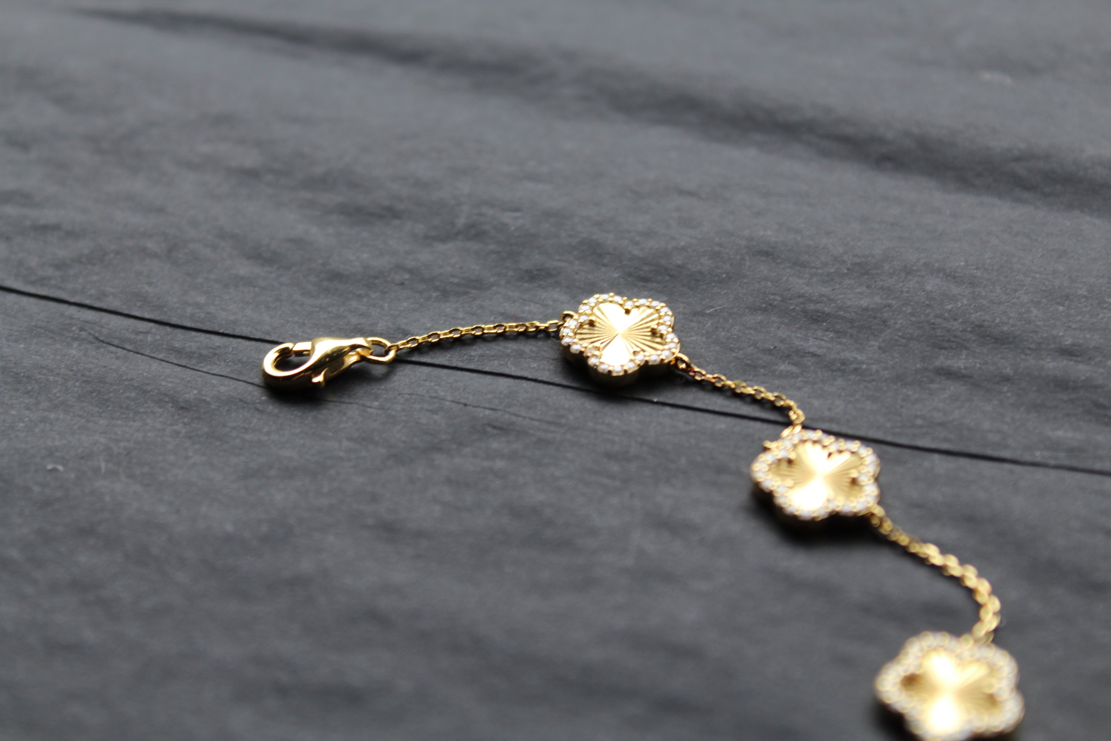 Gold Vermeil Vintage Flower Bracelet with CZ