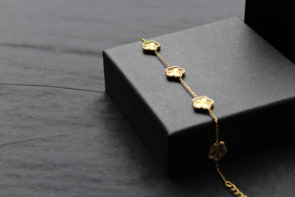 Gold Vermeil Vintage Flower Bracelet with CZ