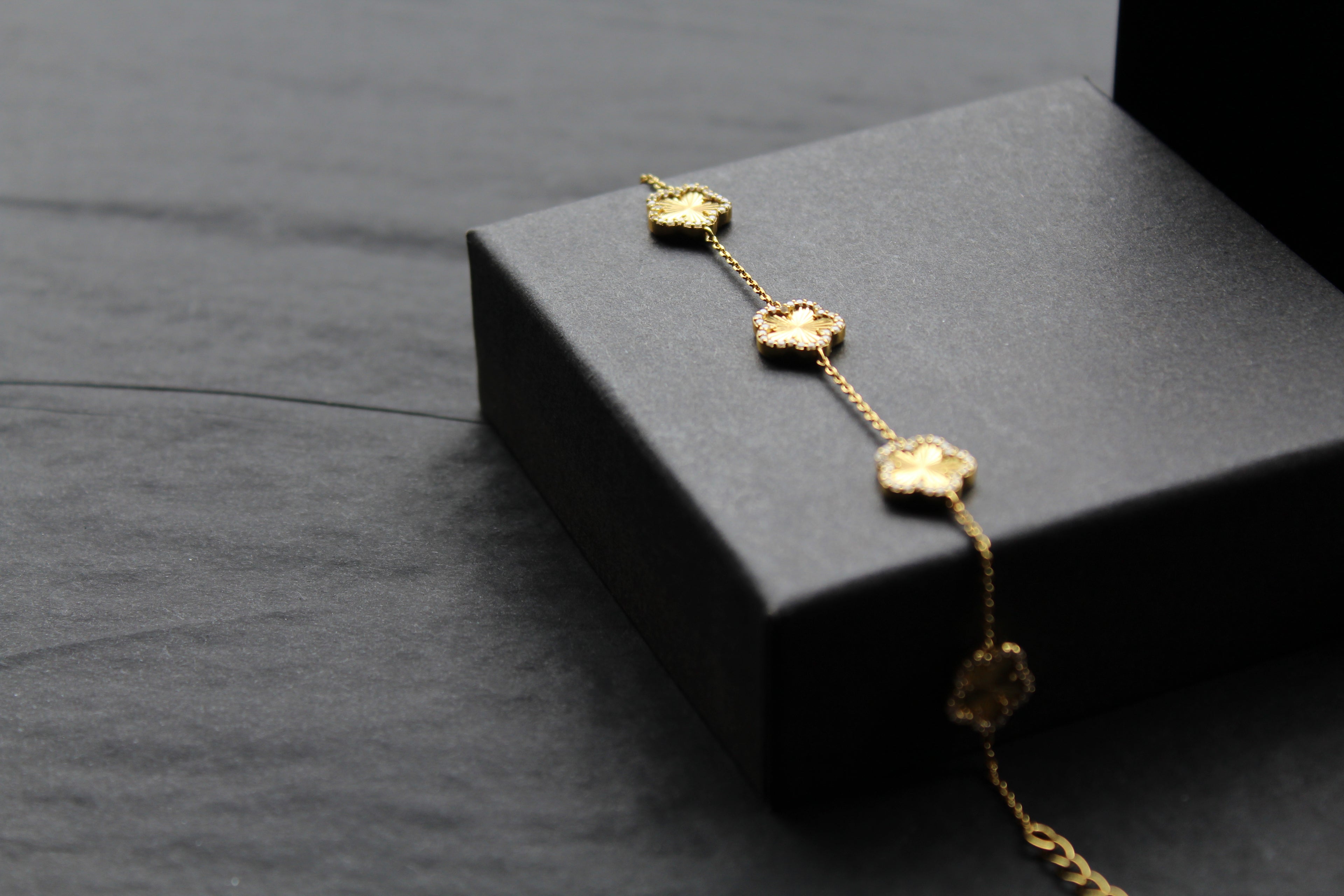 Gold Vermeil Vintage Flower Bracelet with CZ