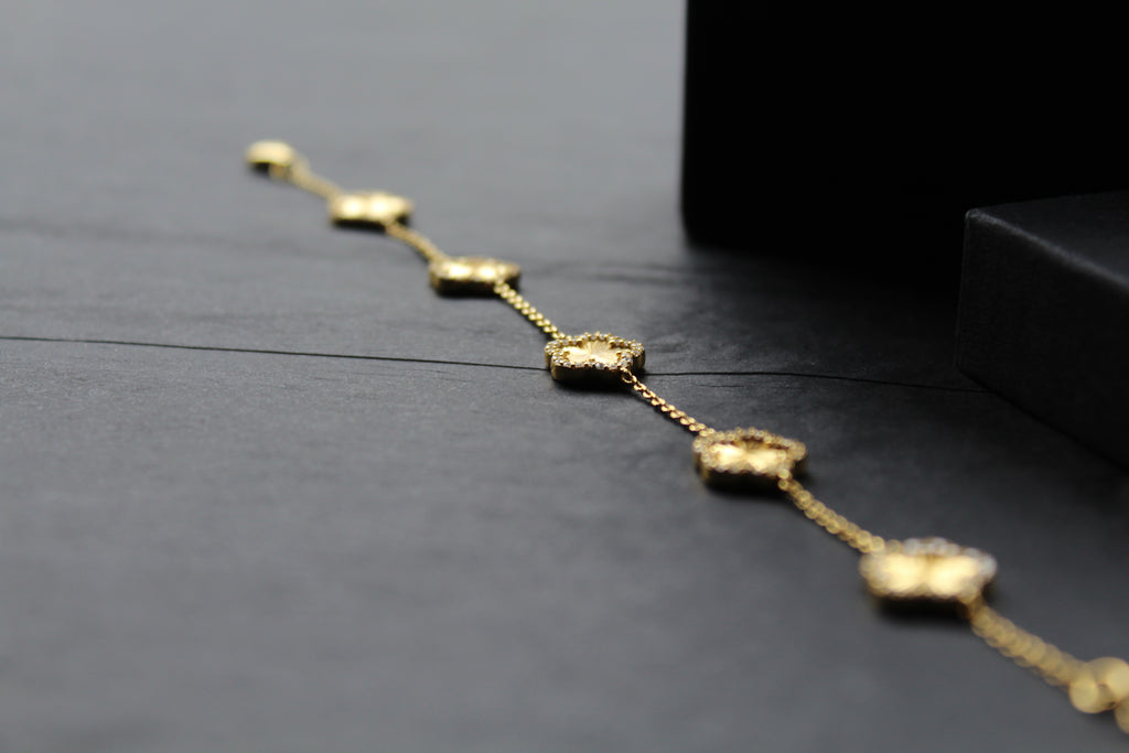 Gold Vermeil Vintage Flower Bracelet with CZ