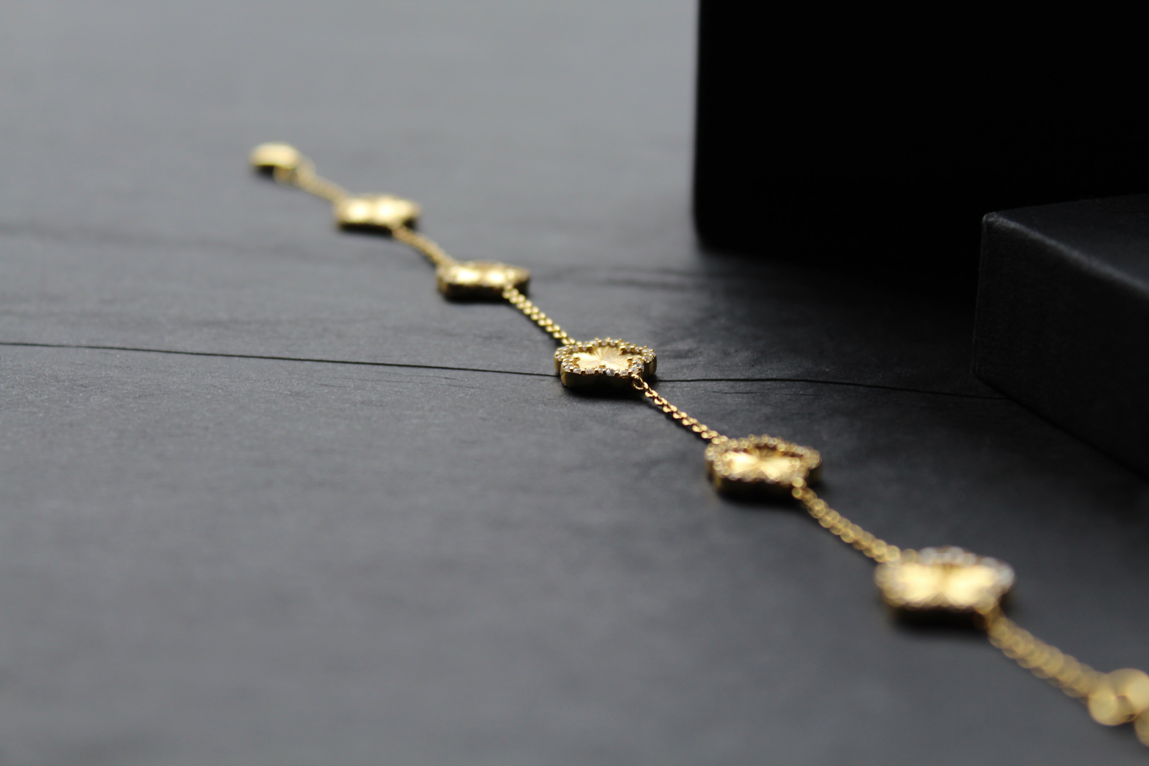 Gold Vermeil Vintage Flower Bracelet with CZ