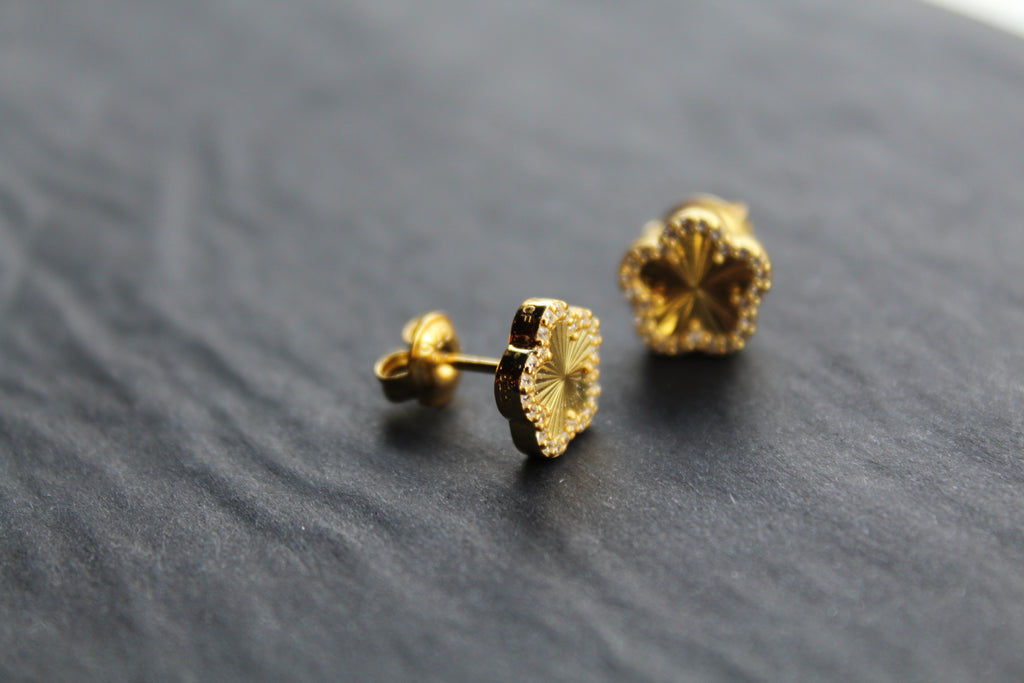 Gold Vermeil Vintage Flower Earrings