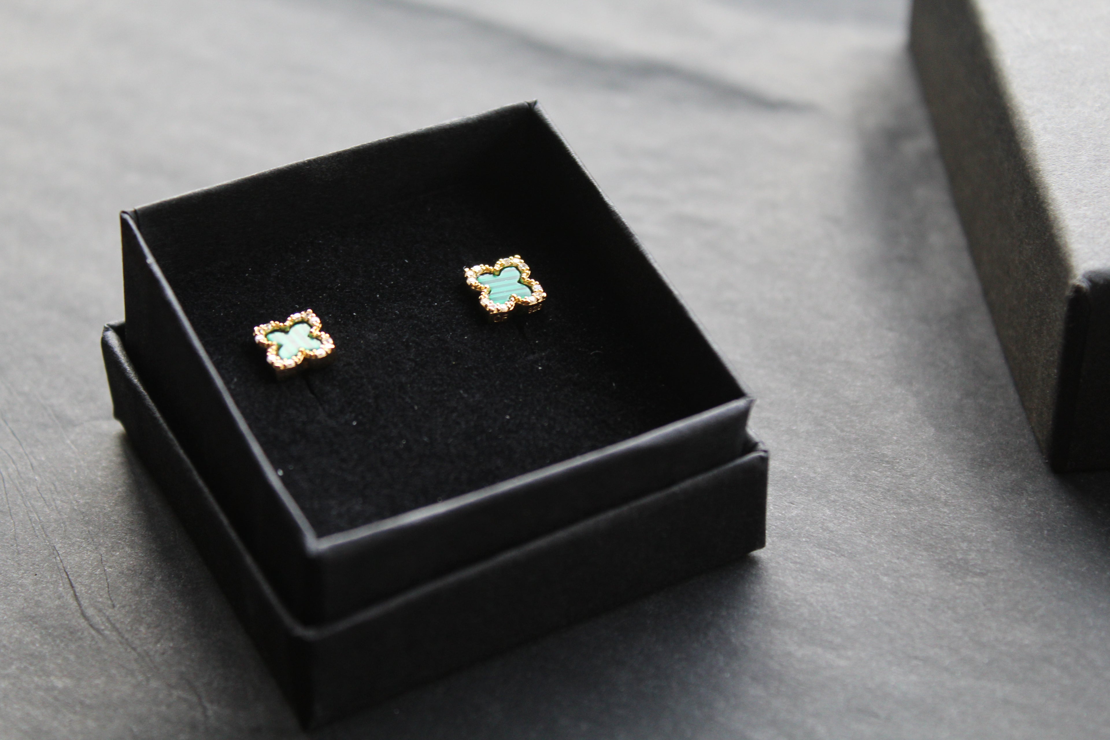 Gold Vermeil Vintage Flower Earrings with Malachite