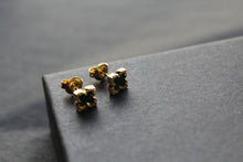 Load image into Gallery viewer, Gold Vermeil Vintage Flower Earrings with Malachite
