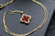 Load image into Gallery viewer, Gold Vermeil Vintage Flower Necklace with Red Mother of Pearl
