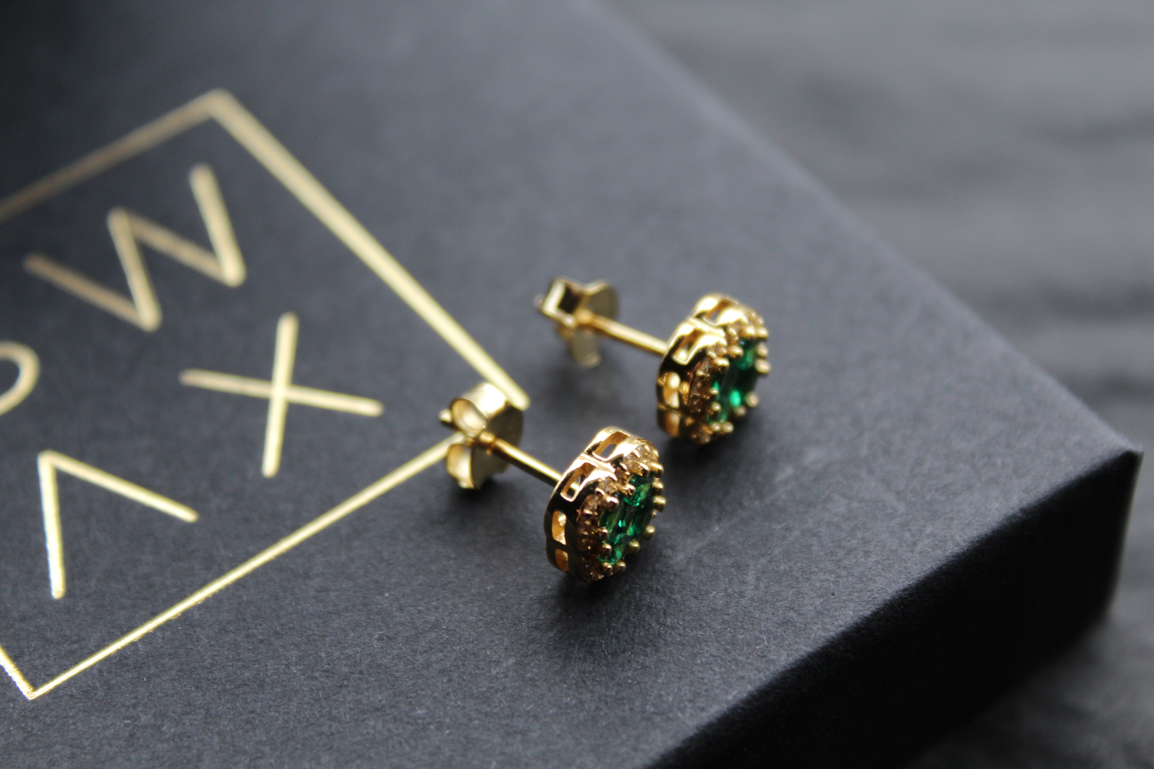 Gold Vermeil 'New' Vintage Clover Emerald Earrings