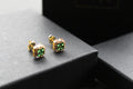 Gold Vermeil 'New' Vintage Clover Emerald Earrings