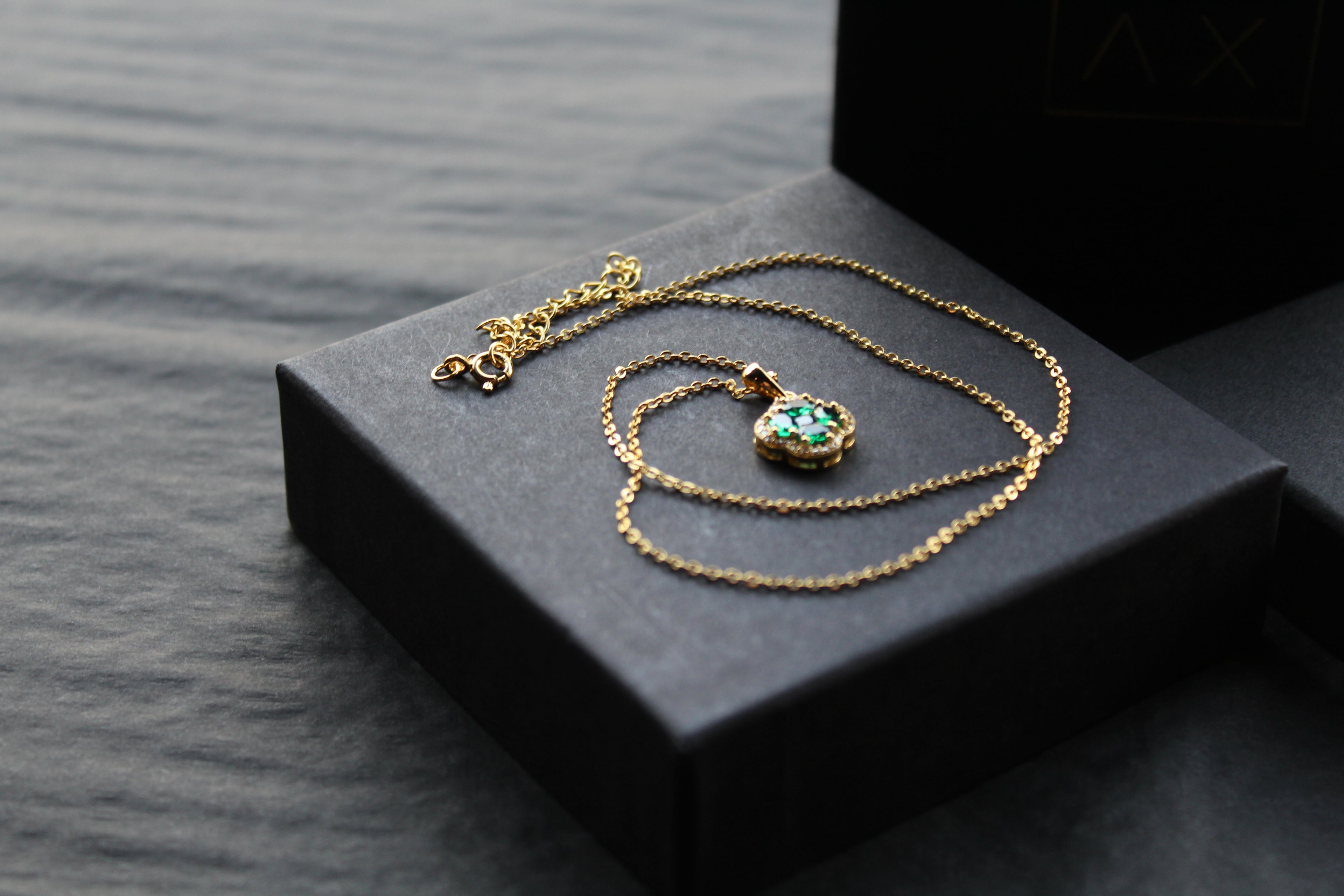 Gold Vermeil 'New' Vintage Clover Emerald Necklace